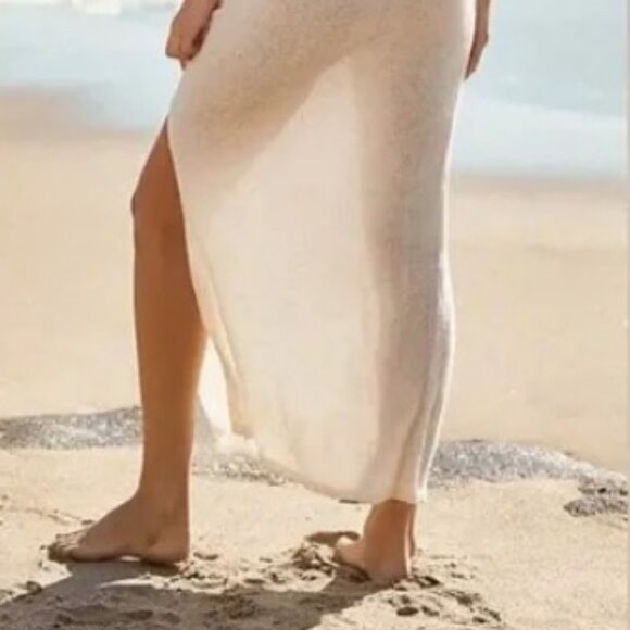 Anthropologie Sunday in Brooklyn Cream Ivory Twist Front Maxi Dress XL NWT - Picture 8 of 10